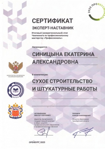 Межрегиональный этап Чемпионата профессионального мастерства «Профессионалы» по компетенции «Сухое строительство и штукатурные работы»