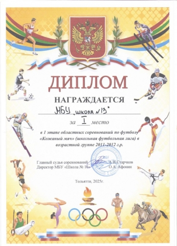 Диплом "Кожанный мяч"